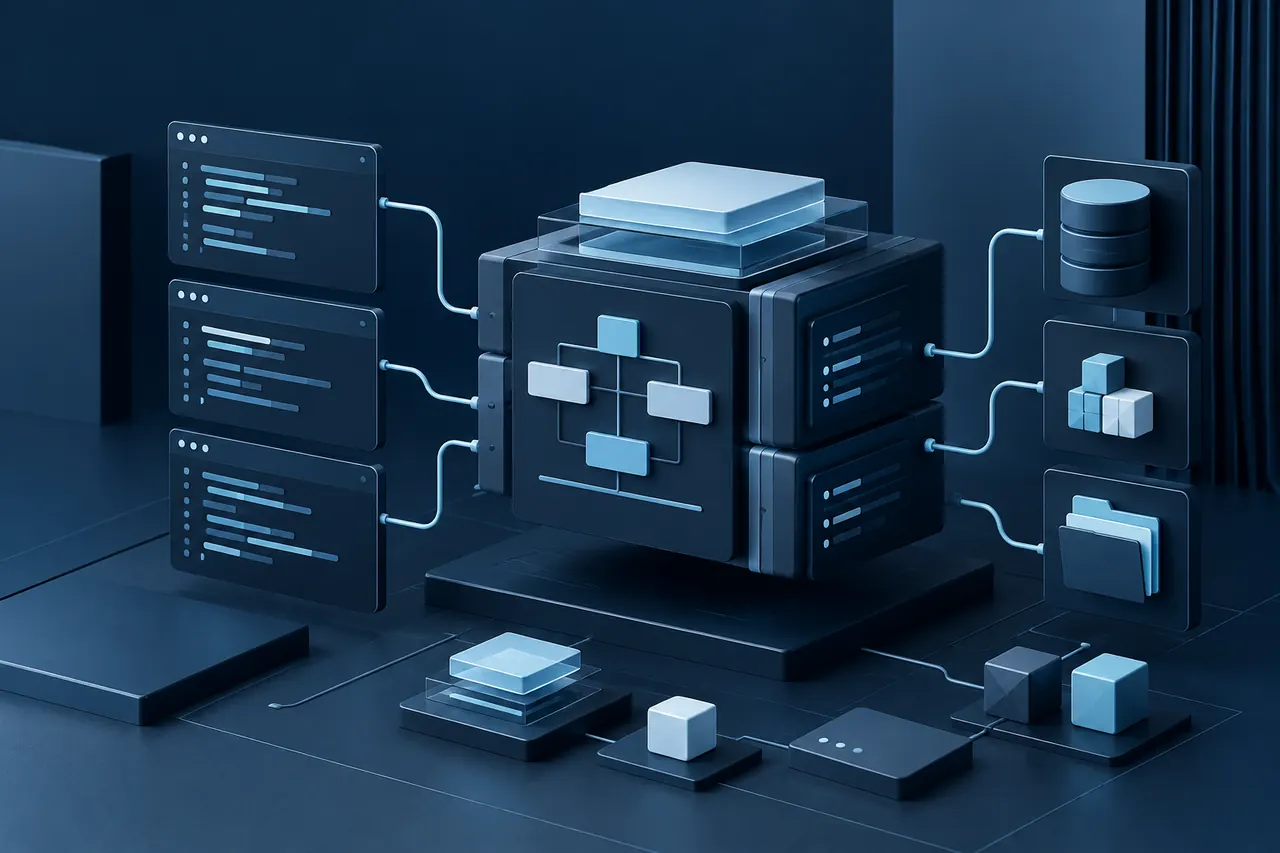 Individuelle Webentwicklung: Architektur, Code und Datenflüsse Modulare Architektur einer individuell entwickelten Webanwendung mit verbundenen Code-, Datenbank- und Prozessbausteinen