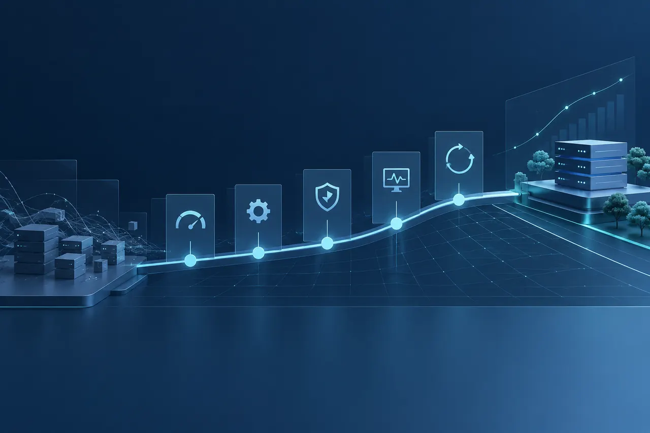 Website-Betreuung: Performance, Sicherheit und kontinuierliche Optimierung Technische Website-Optimierung mit ansteigender Performance-Kurve, Sicherheitsprüfung und stabiler Server-Infrastruktur